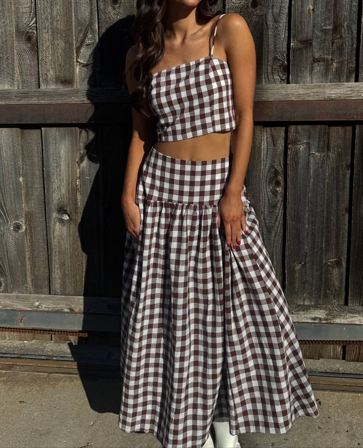 Day + Moon - Crisp Gingham Maxi Skirt
