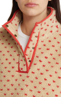 WISHLIST Haley Heart Sherpa Fleece Pullover Sweater in oat red - women's jacket - view 4