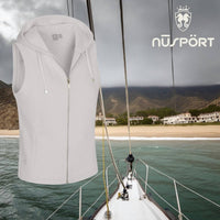 NUSPORT Women's Malibu Hoodie Vest in sand - women's jacket - detail view