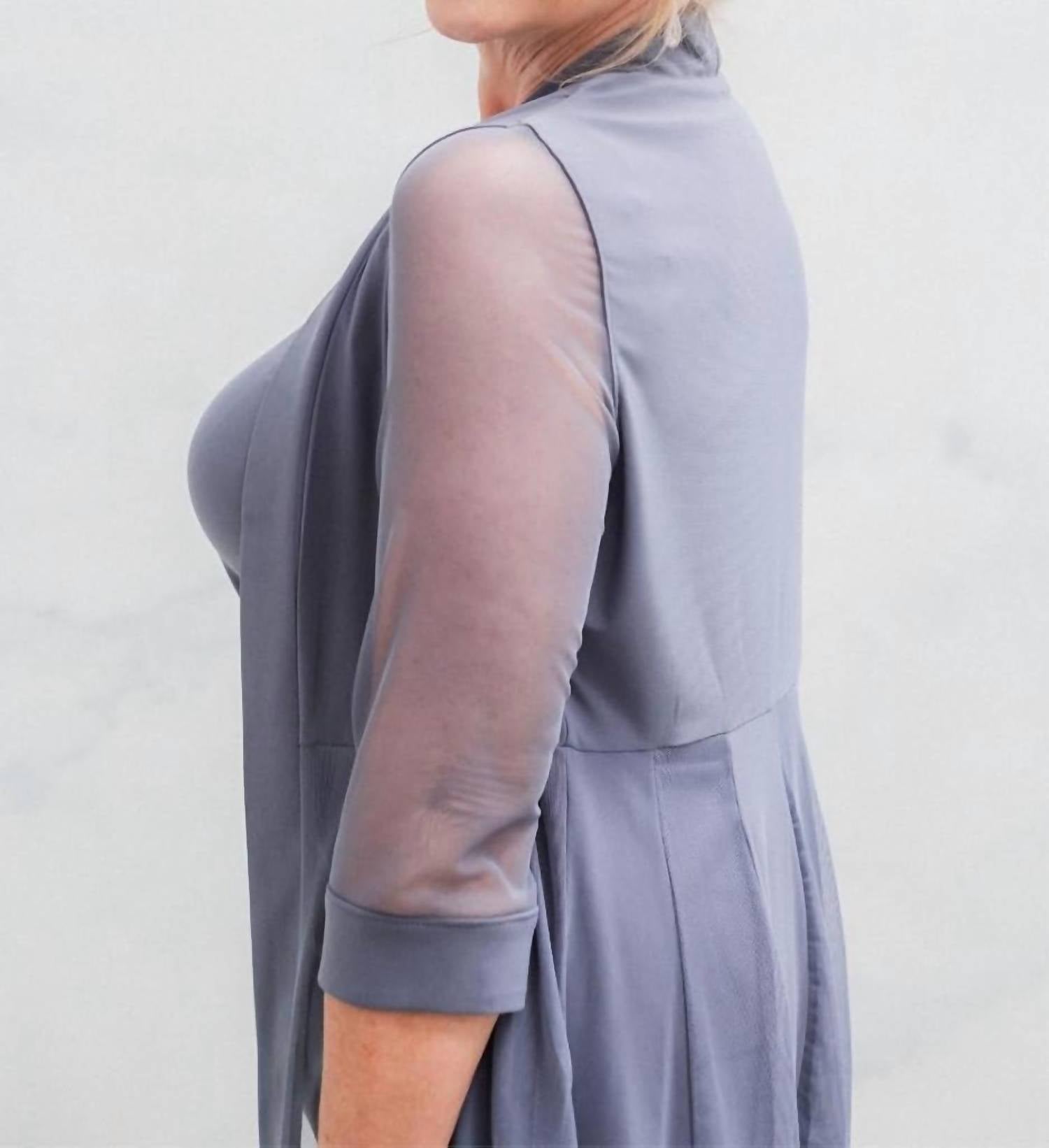R&M Richards - Pants Suit Sleeveless Top With Soft-cut Draped Lapel Mesh Jacket - Plus