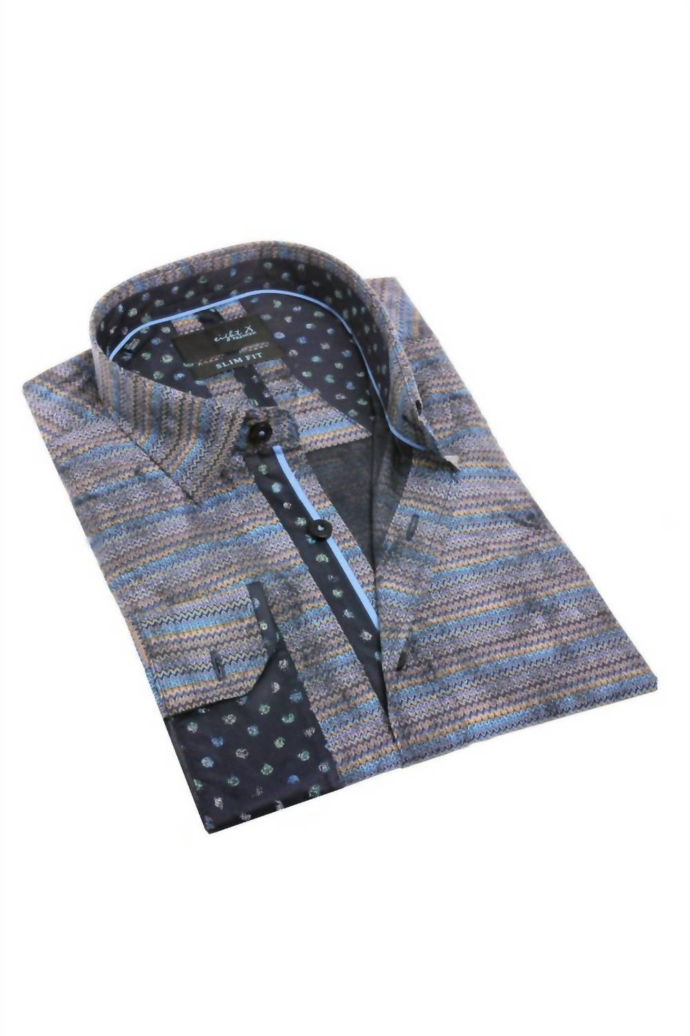 Eight X - Men's Knit Style Shirt With Contrasting Trim