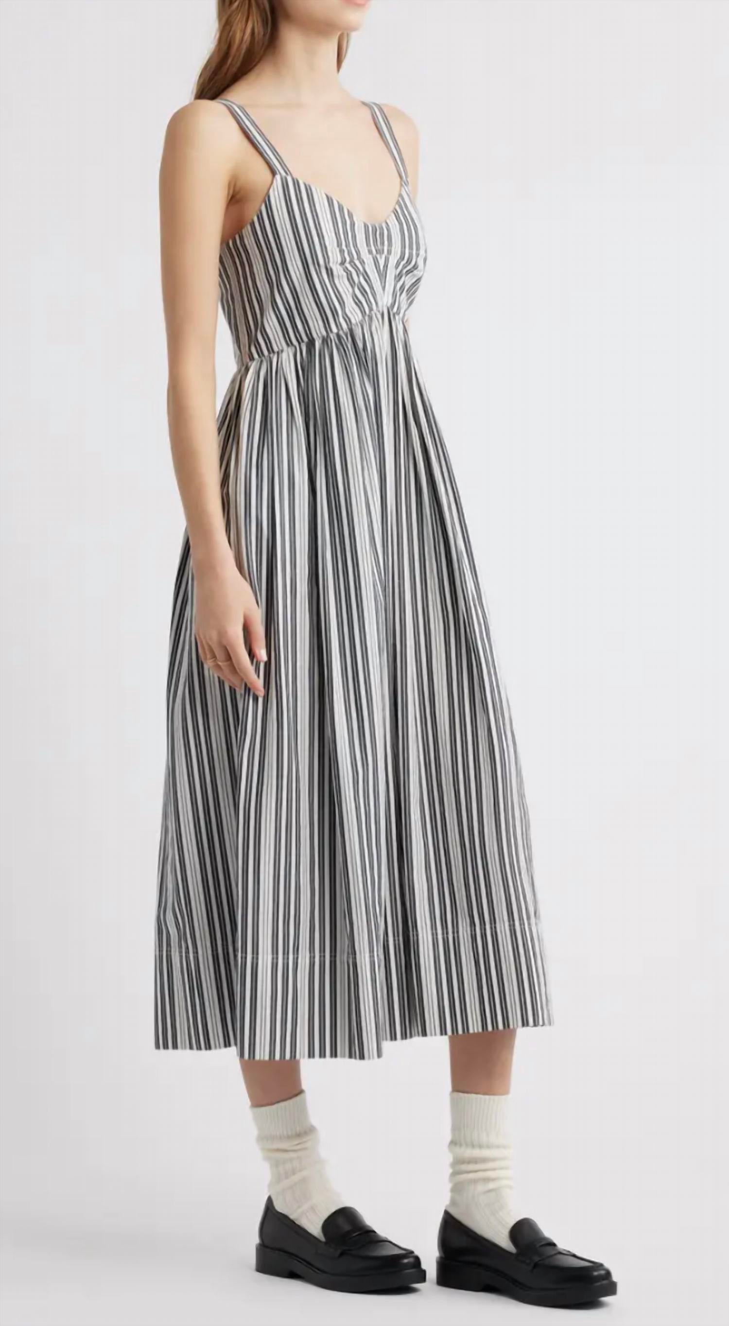 THE GREAT. The Reyes Dress in parchment stripe - women's dress - alternate view