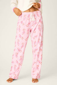 PJ Salvage Candy Cane Flannel Pants in baby pink - women's pants
