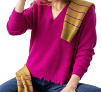Lilla P - Distressed V-Neck Sweater