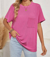 Shewin - Crinkle Corded Loose Fit Top