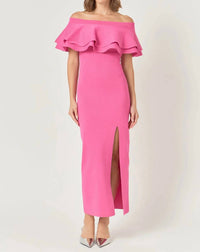 Endless Rose - Off-shoulder Ruffle Maxi Dress