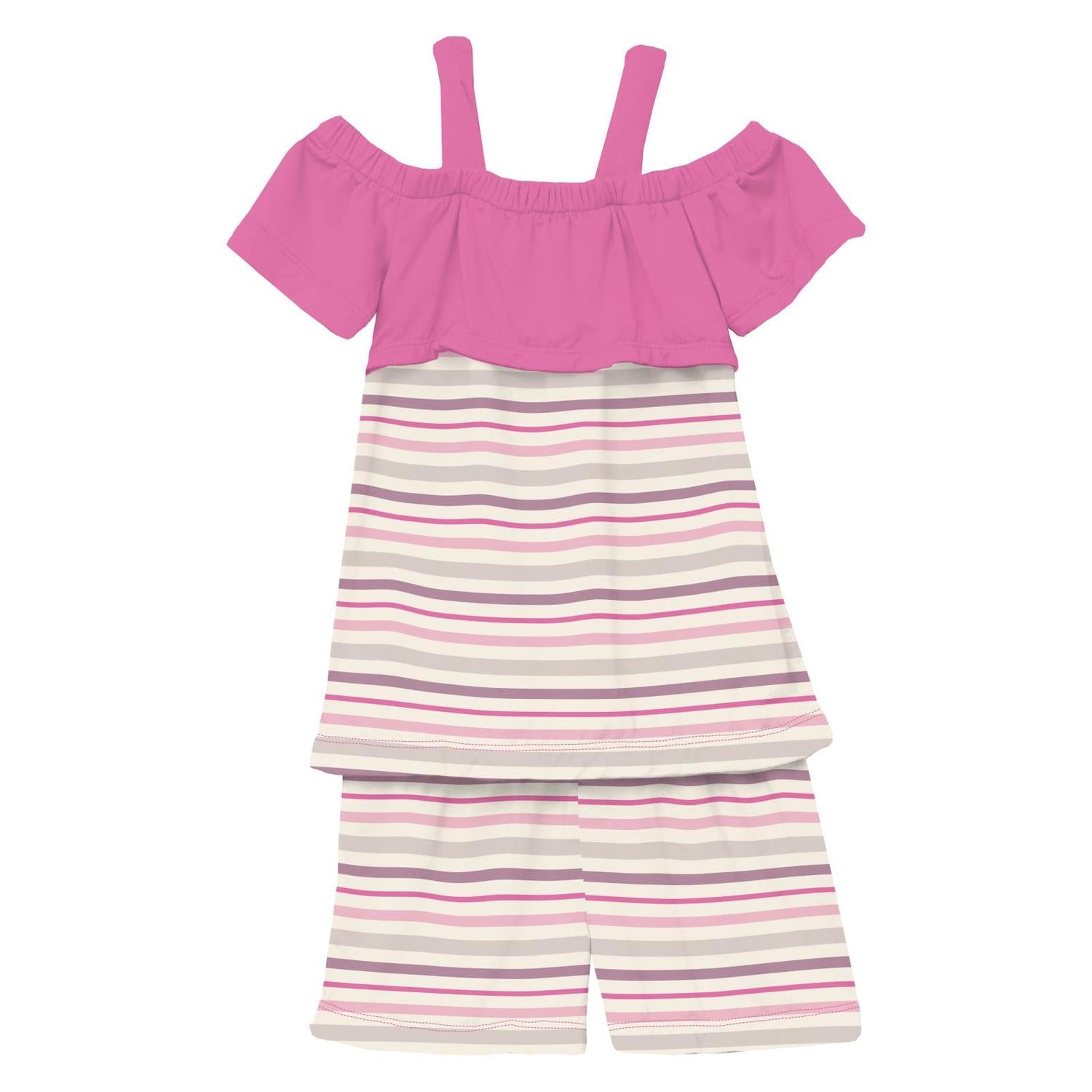 Kickee - Girls' Bamboo Print Off-Shoulder Set