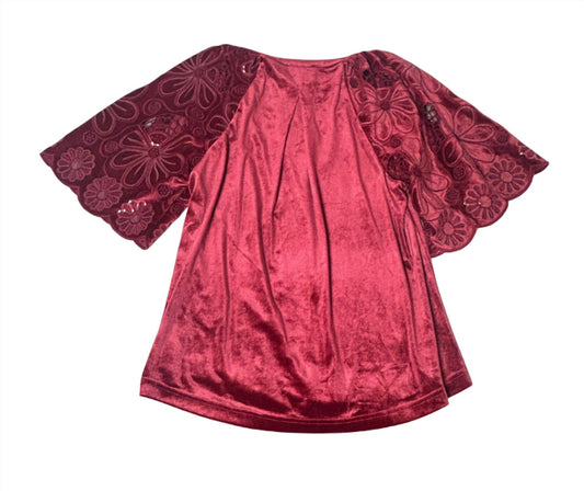 Umgee - Velvet Embroidered Sleeve Top
