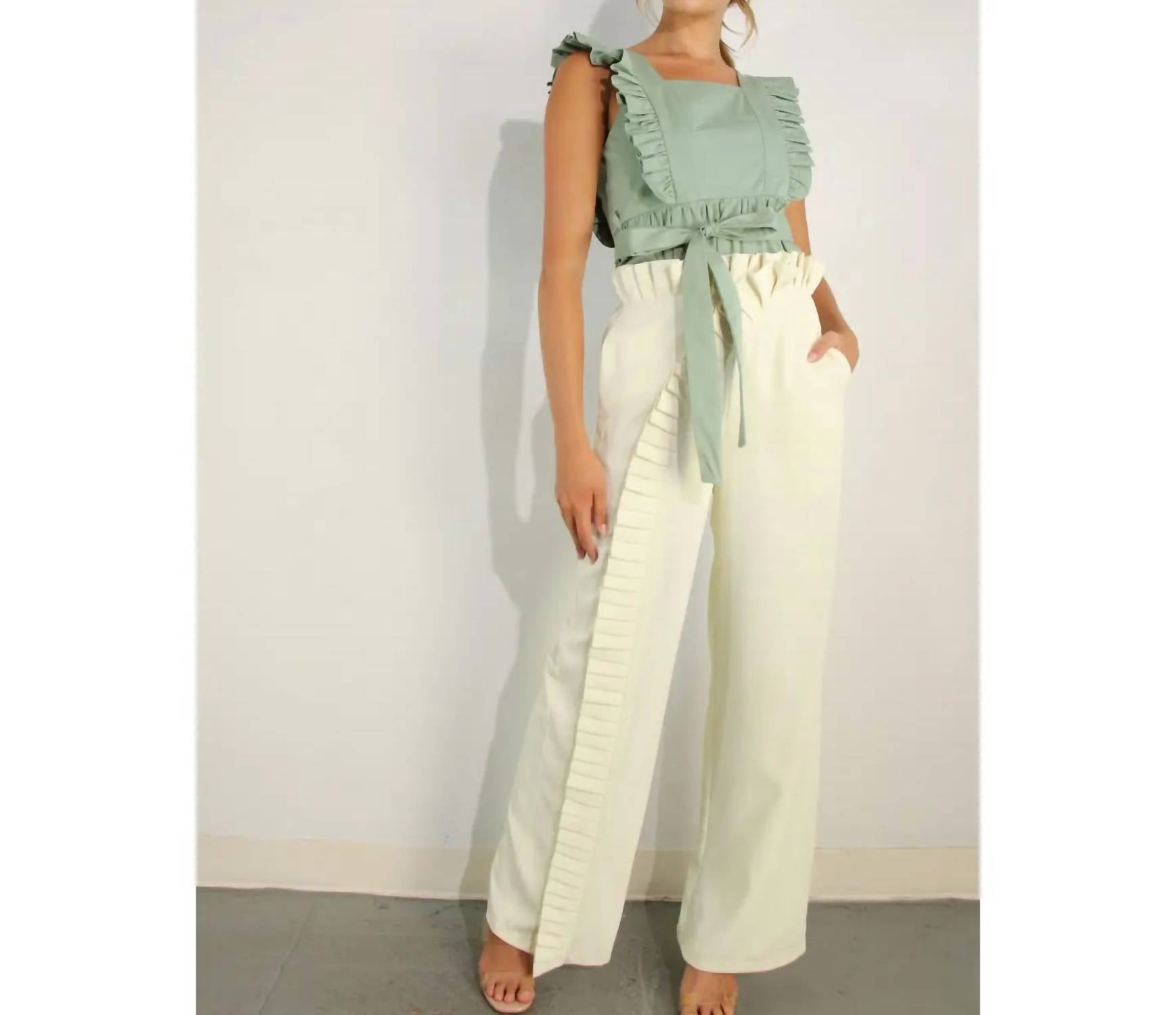 Mulla - Pleated Long Elastic Waist Pants