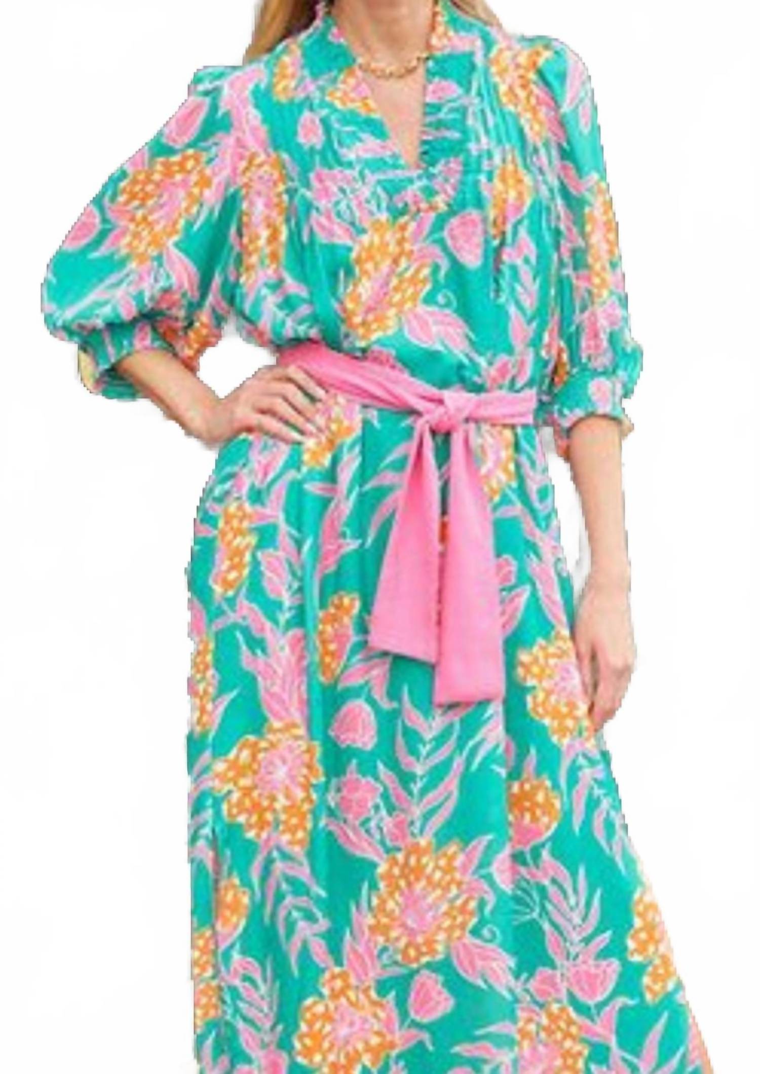 Jade - Elastic V-neck Maxi Dress