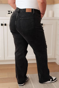 Judy Blue - High Rise Rigid Magic 90's Distressed Straight Jeans