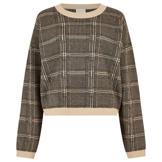 Apricot - Knitted prince of wales check jumper