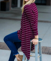 Hawthorne - Stripe Ribbed Cascade Cardigan