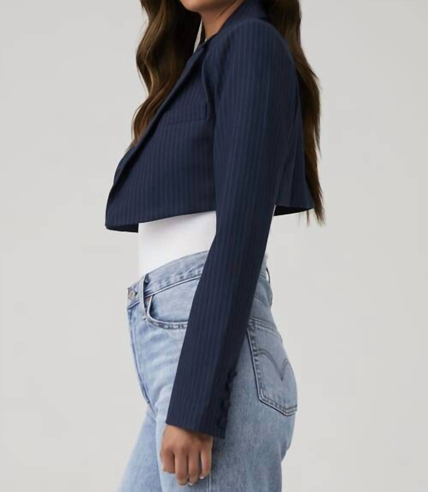 Good American - Stripe Ponte Super Crop Blazer