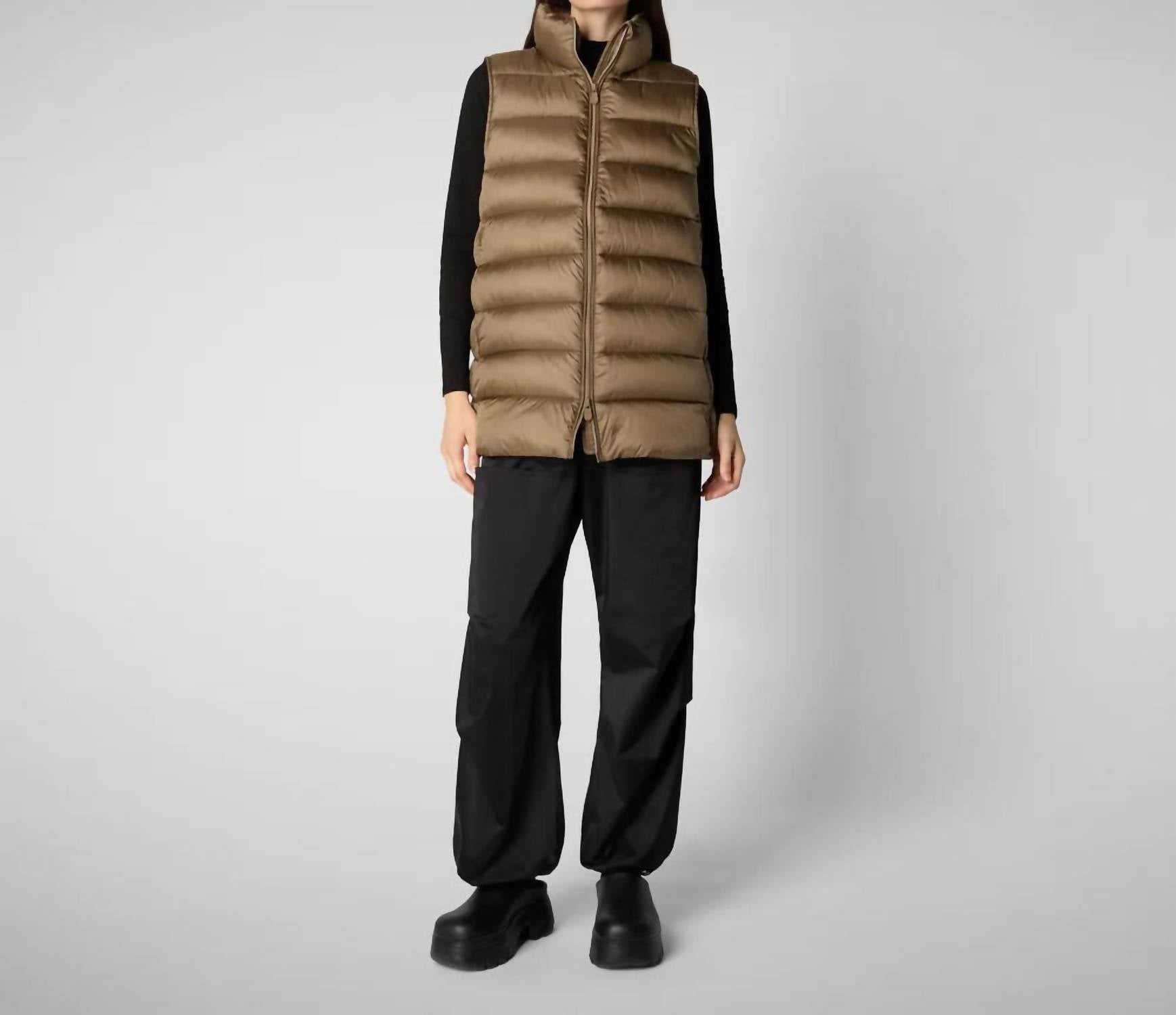 SAVE THE DUCK Quilted Gilet Coral Vest in husk green - women's jacket