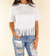 Southern Grace - Here For The Show Studded Fringe Crop Top - Plus