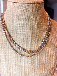 Fame Accessories - Women's Layered Rhinestone Chain Link Necklace