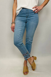 Tribal - Audrey Pull-on Slim Ankle Jeans With Embroidery