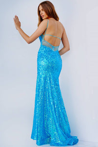 Jovani - Bubble Sequin Gown/illusion Back Dress