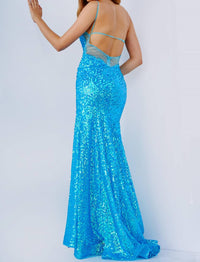 Jovani - Bubble Sequin Gown/illusion Back Dress