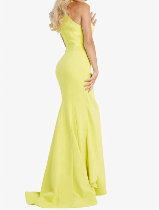 Jovani - Draped Skirt High Neck Dress