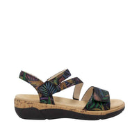 Remonte Women's Flat Sandals in black multi - women's sandal - detail view