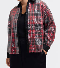 Foxcroft - Marina Sequined Long Sleeve Short Shirt