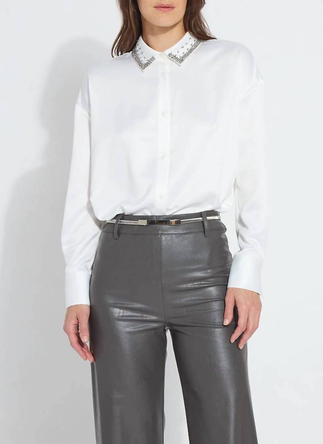 Lysse - Aurora Beaded Satin Button-down Shirt