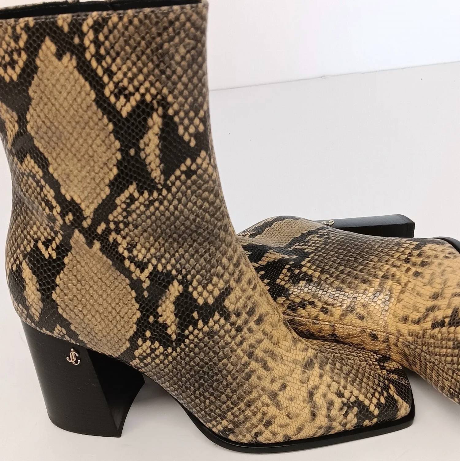JIMMY CHOO Women's Bryelle 85 Snake Print Leather Ankle Boots in dijon - women's shoe - view 7