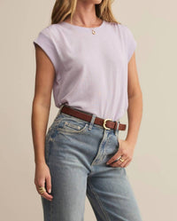 Z Supply Whisper Crewneck Top in lavender ice - women's t-shirt - alternate view