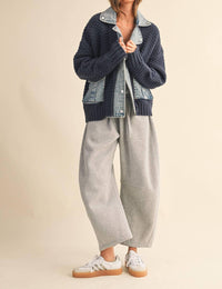 Klesis - Cora Denim Contrast Cable Knit Sweater