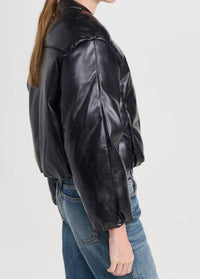 APPARIS Pre-loved Gigi Vegan Leather Bomber Jacket in black - women's jacket - alternate view