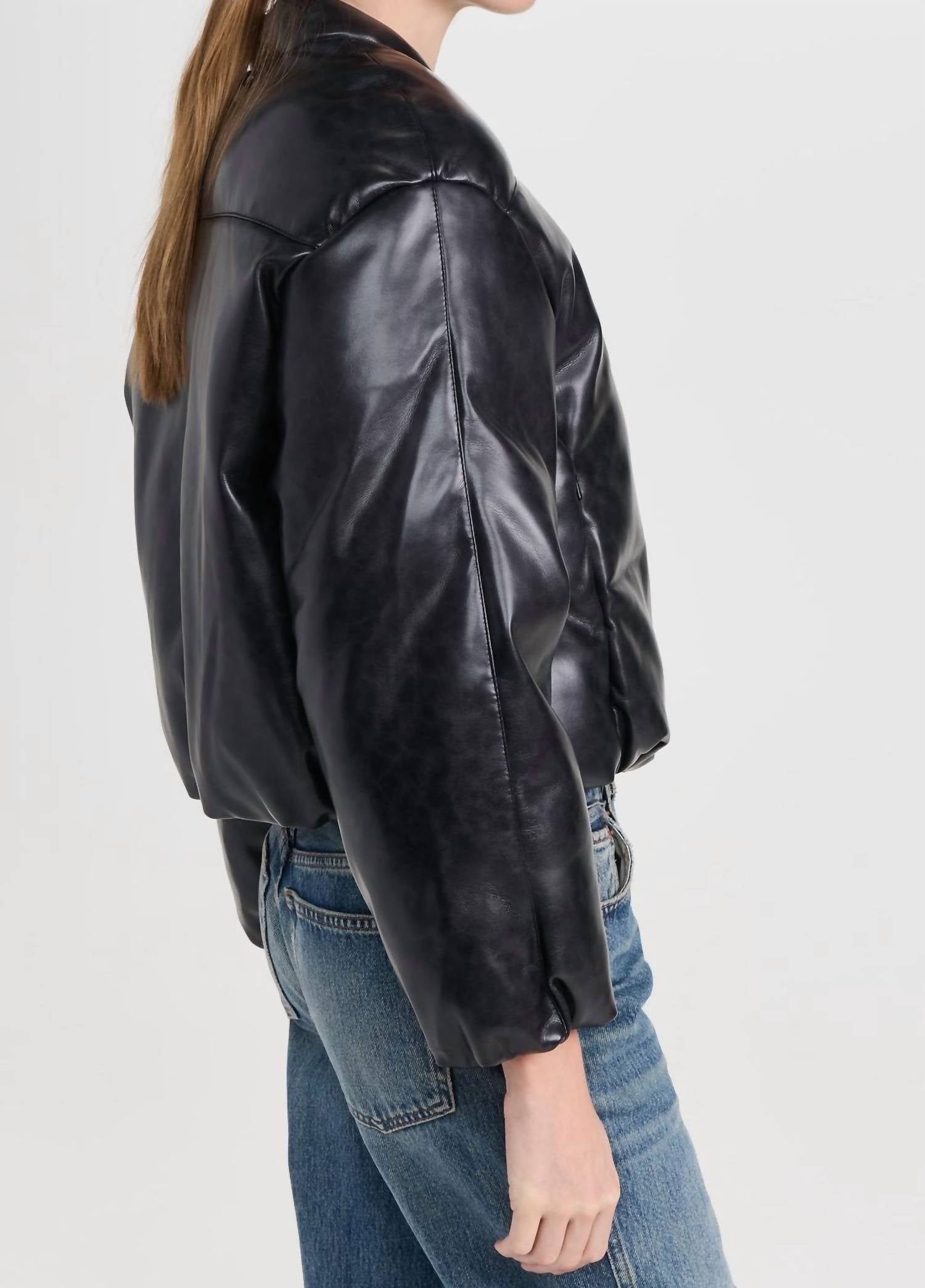 APPARIS Pre-loved Gigi Vegan Leather Bomber Jacket in black - women's jacket - alternate view