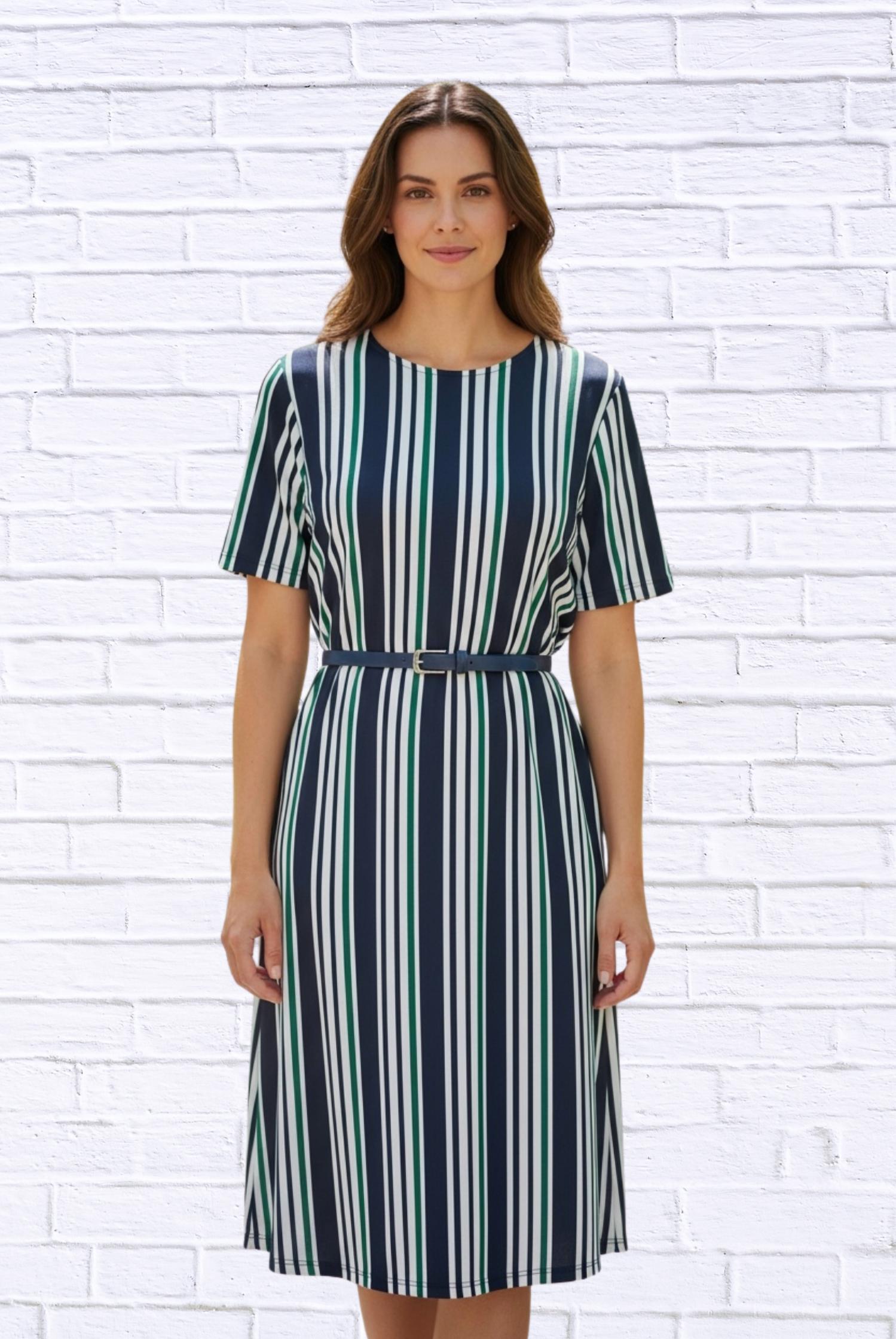 Calypso - Striped Knit Bon Bon Dress