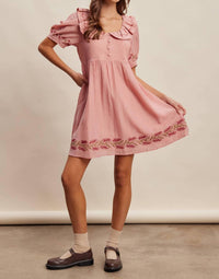 Listicle - Women's Embroidered Babydoll Dress