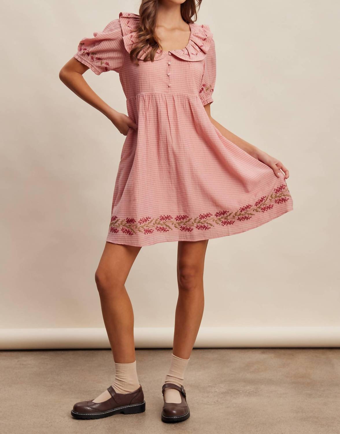 Listicle - Women's Embroidered Babydoll Dress