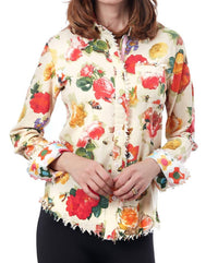 Dizzy-Lizzie Cape Cod Tunic Top in botanical - women's shirt - detail view