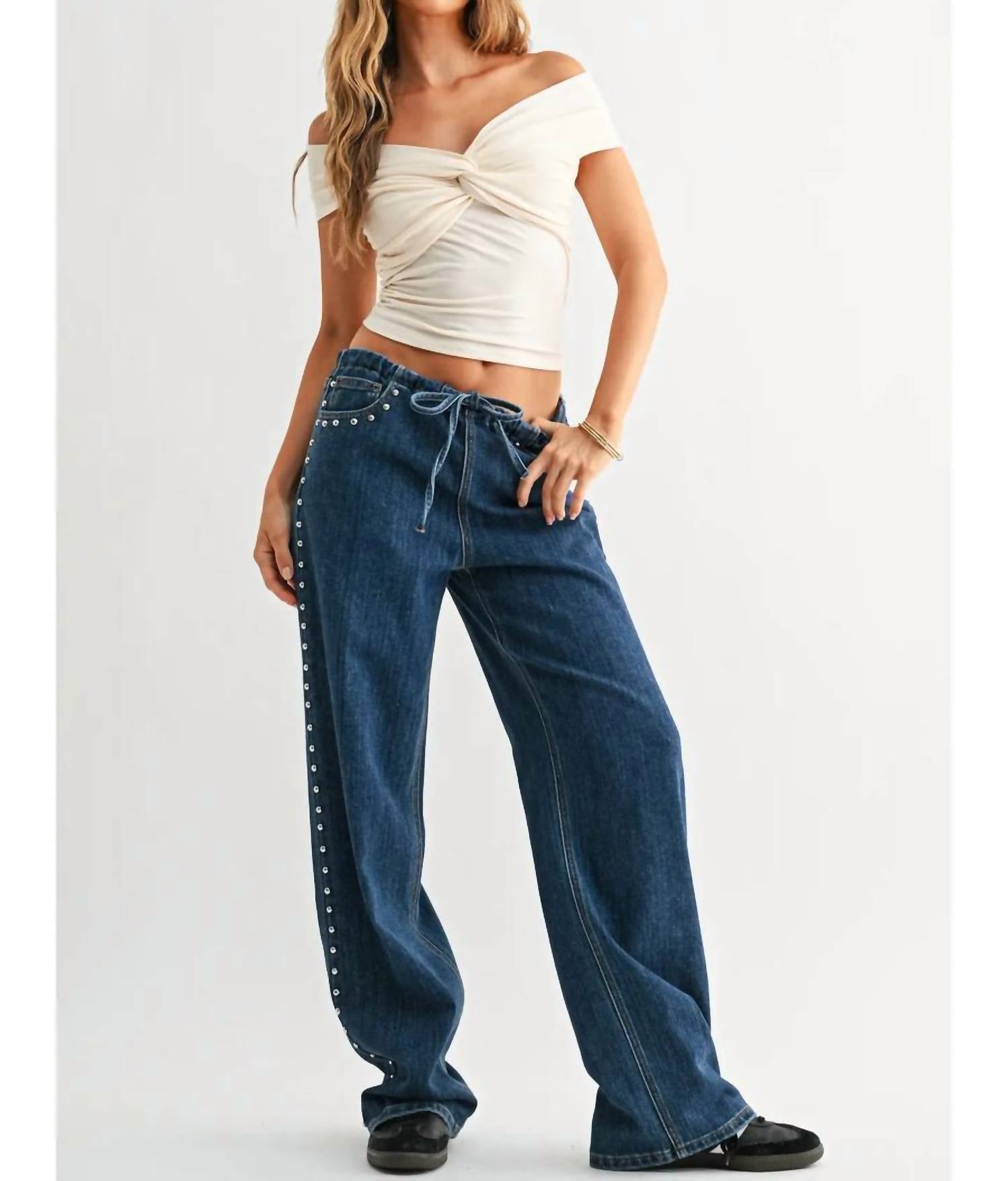 Jbd. - Libby Studded Drawstring Wide Leg Jeans