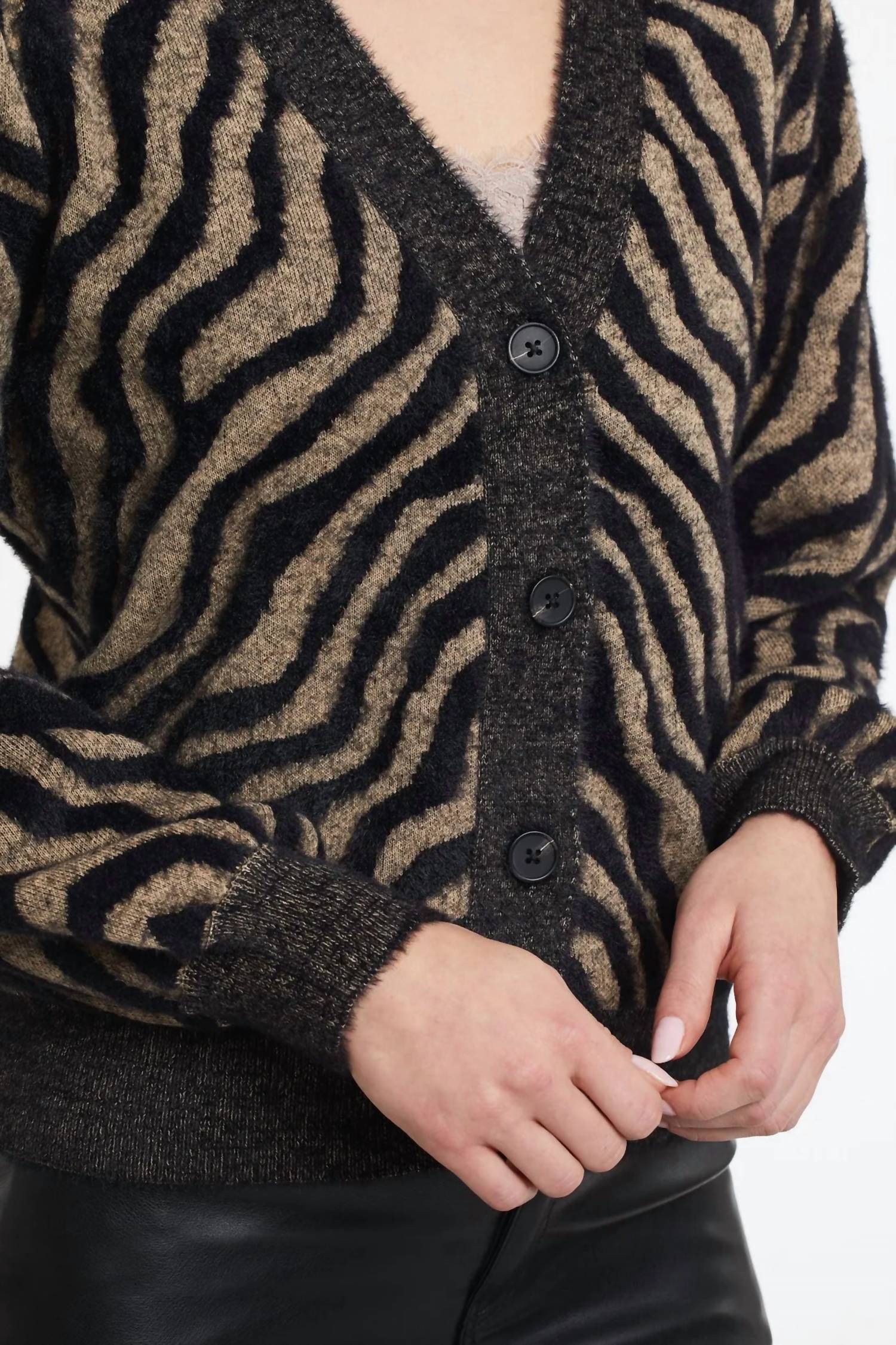 Tribal - Collette Contrast Intarasia Knit Cardigan