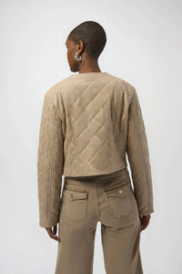 Joseph Ribkoff - Fawn Long Sleeves Crew Neck Quilted Jacket