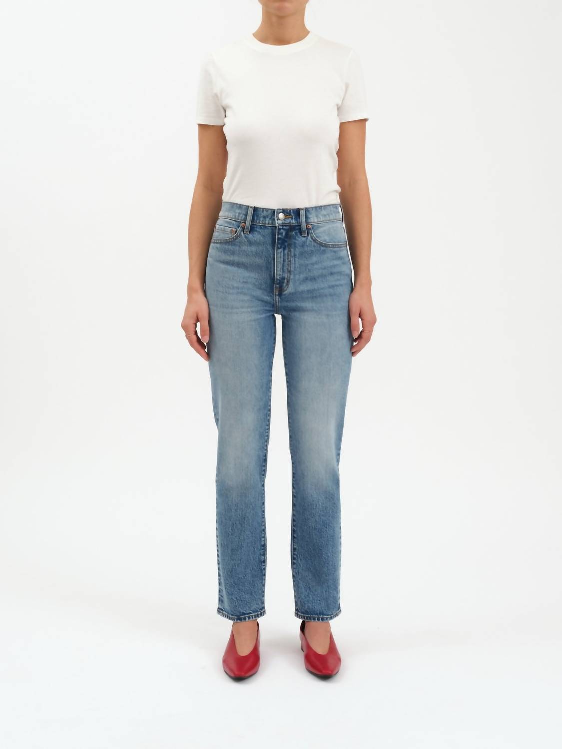 DAZE Smarty Pants High Rise Slim Straight Jeans in face to face 2 - women's jeans