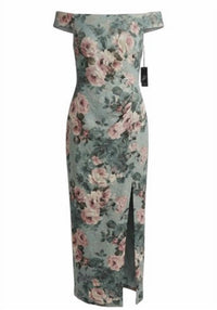 Adrianna Papell Elegant Floral Dress in gray pink - women's dress - detail view