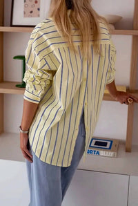 Mccolin - Striped Button Front Long Sleeve Shirt