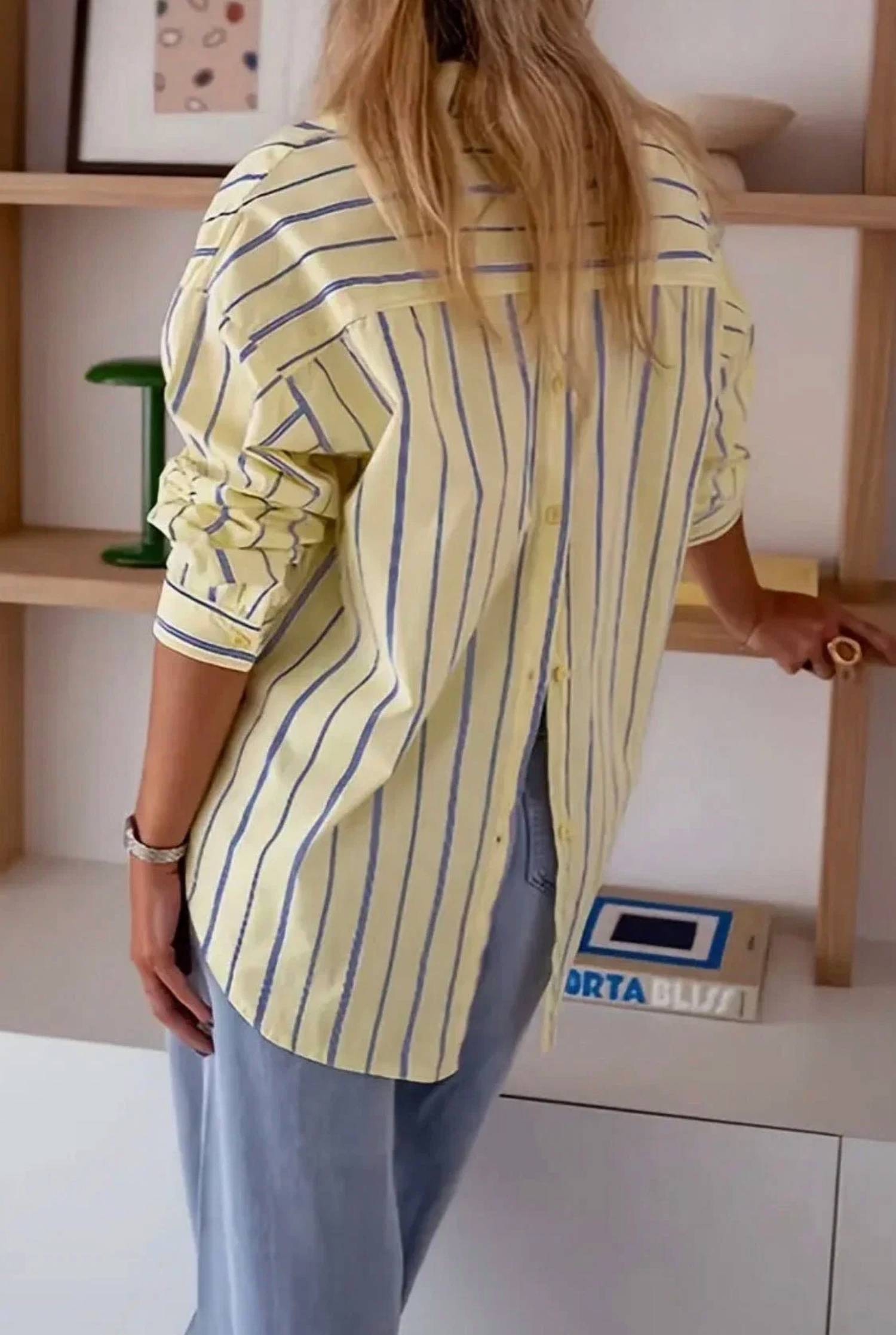 Mccolin - Striped Button Front Long Sleeve Shirt