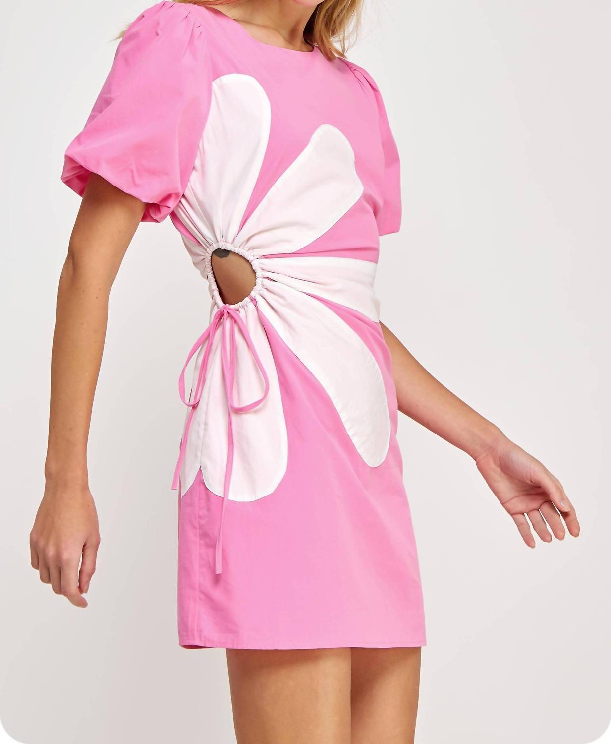 Strut & Bolt - Side Cut-Out Flower Detail Mini Dress