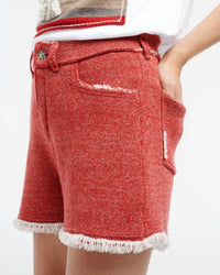 Barrie Denim Fringed Cashmere Cotton Shorts in special cinder - women's shorts - detail view