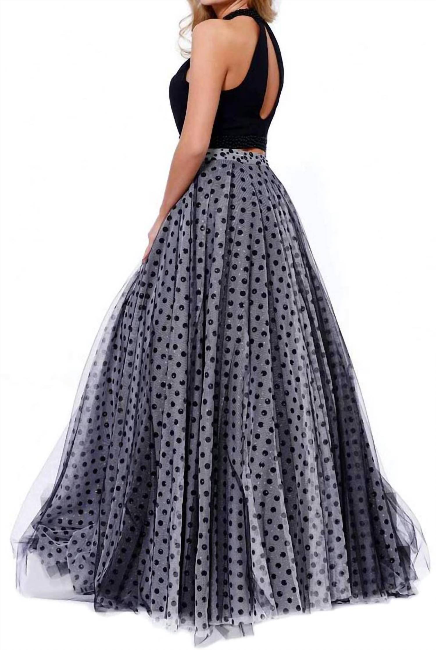 Nox Anabel - Long 2 Piece Polka Dot Halter Dress