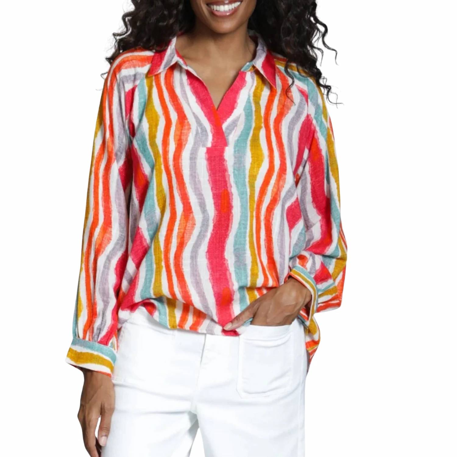 Apny - Half-plaket Pullover Blouse