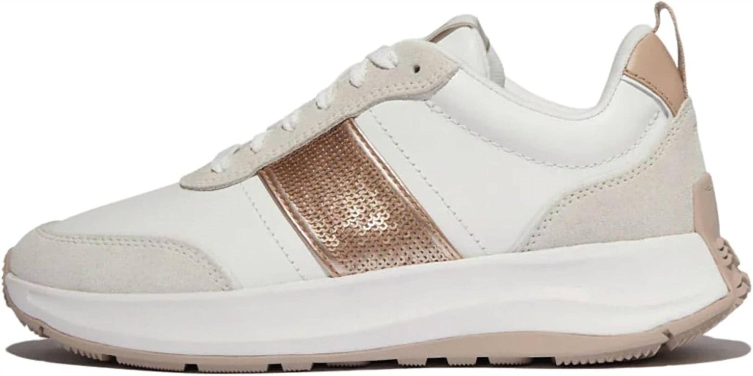Fitflop - Women's F-mode Flow Sequin Suede Leather Flatform Sneakers