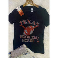 Crystallized by Sparkle Women's Texas Hook ‘em Horns Tee in multi - women's t-shirt